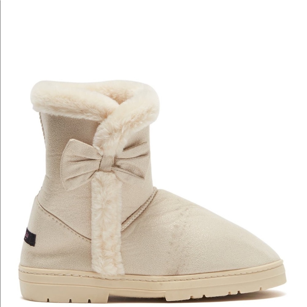 KENSIE GIRLS FAUX FUR LINED SHIMMER MICROSUEDE BOOTS